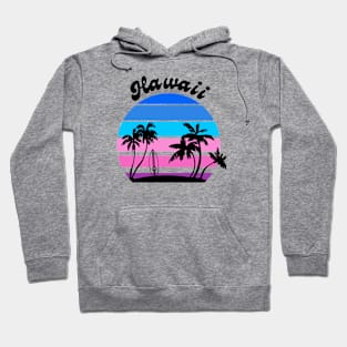 Hawaii - Sunset Scene - Surfboard and Palm Trees Hoodie
